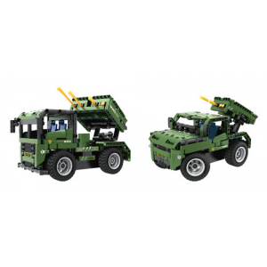 Конструктор на шасси - 2 в 1 военный грузовик/джип QiHu QH8021 (364 детали), 2.4Ghz